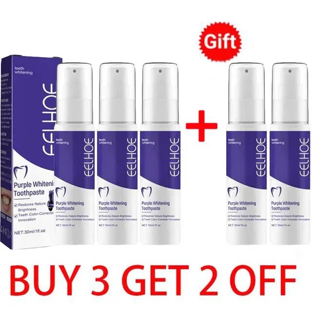Purple Whitening Toothpaste, Deep Cleaning, Stain Removal, Fresh Breathing, Daily Household Essential Oral Care, 30ml - Zelixo.shop