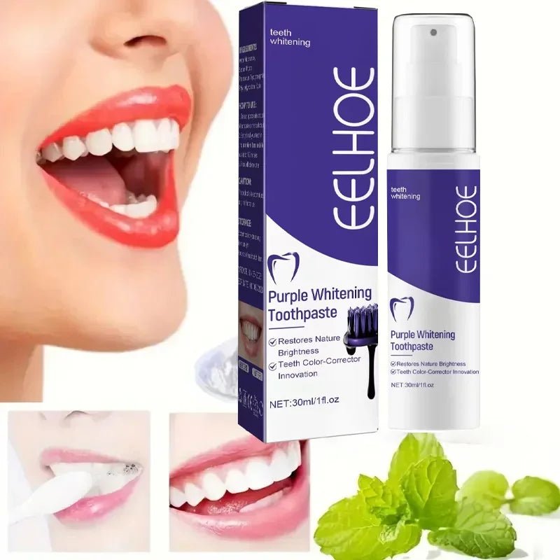 Purple Whitening Toothpaste, Deep Cleaning, Stain Removal, Fresh Breathing, Daily Household Essential Oral Care, 30ml - Zelixo.shop