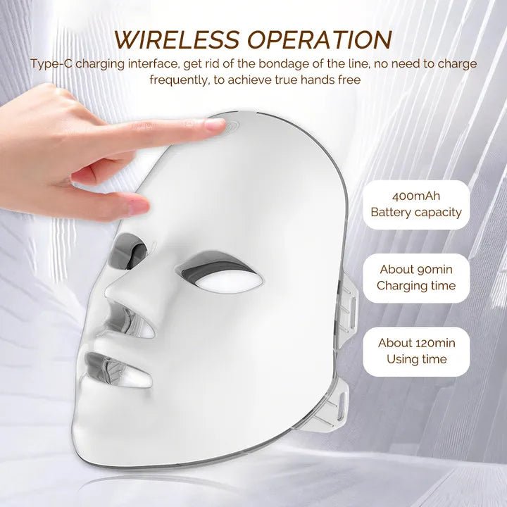 Rechargeable Facial LED Mask 7 Colors LED Photon Beauty Mask Skin Rejuvenation Home Face Lifting Whitening Skin Care Beauty Mask - Zelixo.shop