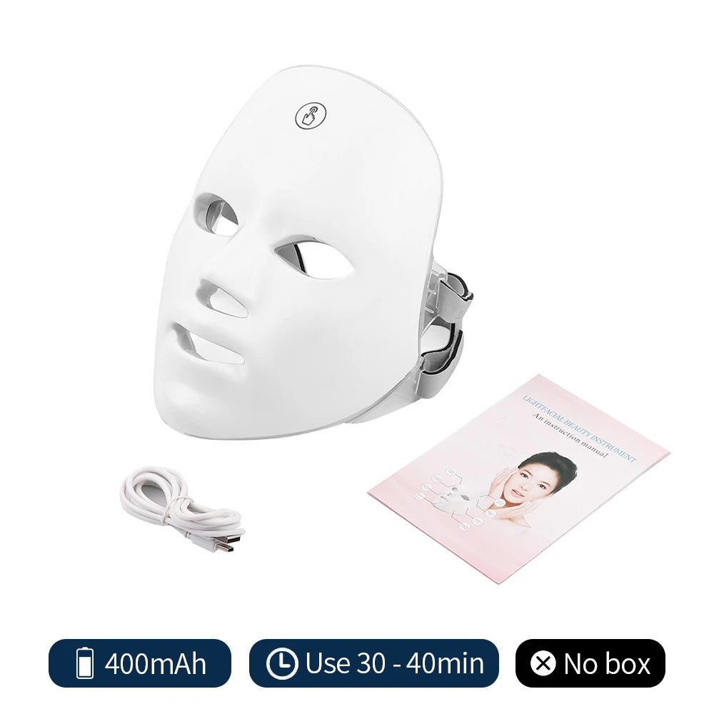 Rechargeable Facial LED Mask 7 Colors LED Photon Beauty Mask Skin Rejuvenation Home Face Lifting Whitening Skin Care Beauty Mask - Zelixo.shop