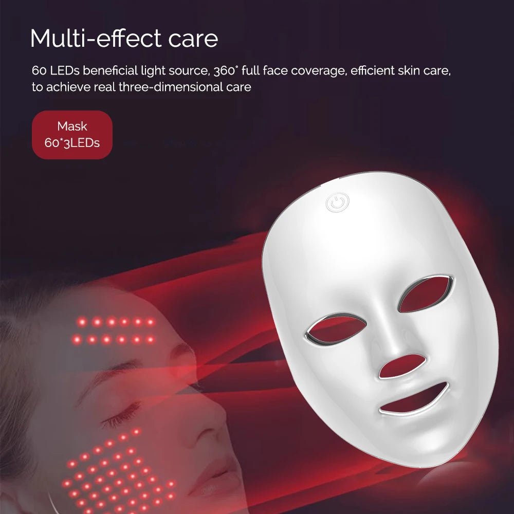 Rechargeable Facial LED Mask 7 Colors LED Photon Beauty Mask Skin Rejuvenation Home Face Lifting Whitening Skin Care Beauty Mask - Zelixo.shop