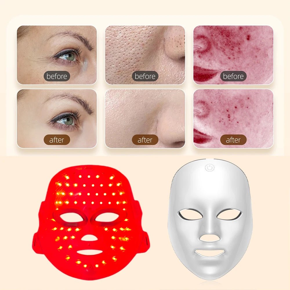 Rechargeable Facial LED Mask 7 Colors LED Photon Beauty Mask Skin Rejuvenation Home Face Lifting Whitening Skin Care Beauty Mask - Zelixo.shop