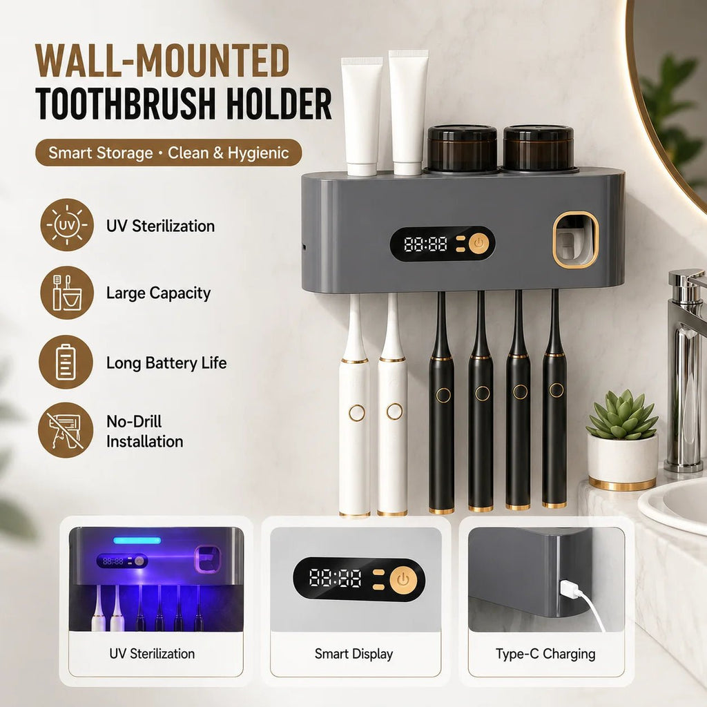 Toothbrush Sterilizer Uv Wireless Sterilization Toothbrush Holder Portable Rechargeable Wall-mounted Electric Toothbrush Holder - Zelixo.shop