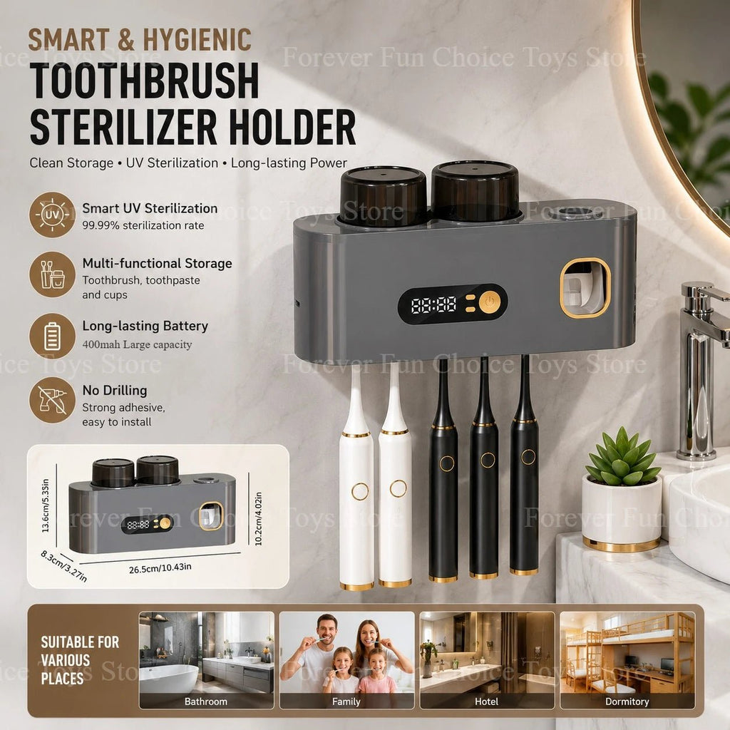 Toothbrush Sterilizer Uv Wireless Sterilization Toothbrush Holder Portable Rechargeable Wall-mounted Electric Toothbrush Holder - Zelixo.shop