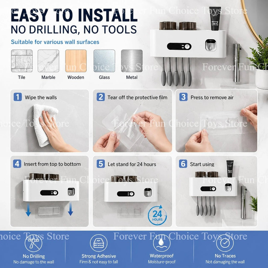 Toothbrush Sterilizer Uv Wireless Sterilization Toothbrush Holder Portable Rechargeable Wall-mounted Electric Toothbrush Holder - Zelixo.shop