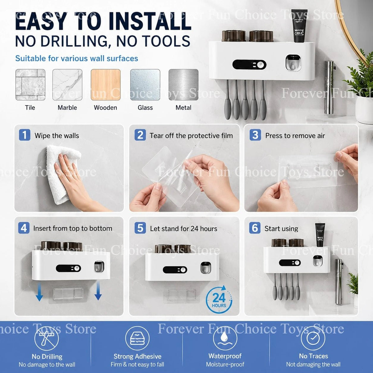 Toothbrush Sterilizer Uv Wireless Sterilization Toothbrush Holder Portable Rechargeable Wall-mounted Electric Toothbrush Holder - Zelixo.shop