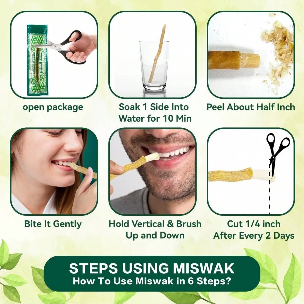 Ultra-Thin Natural Branch Miswak Toothbrush Stick Organic Wooden Slim Minimalist Gentle Bristles Gentle Bristles Zero-Waste Gift - Zelixo.shop