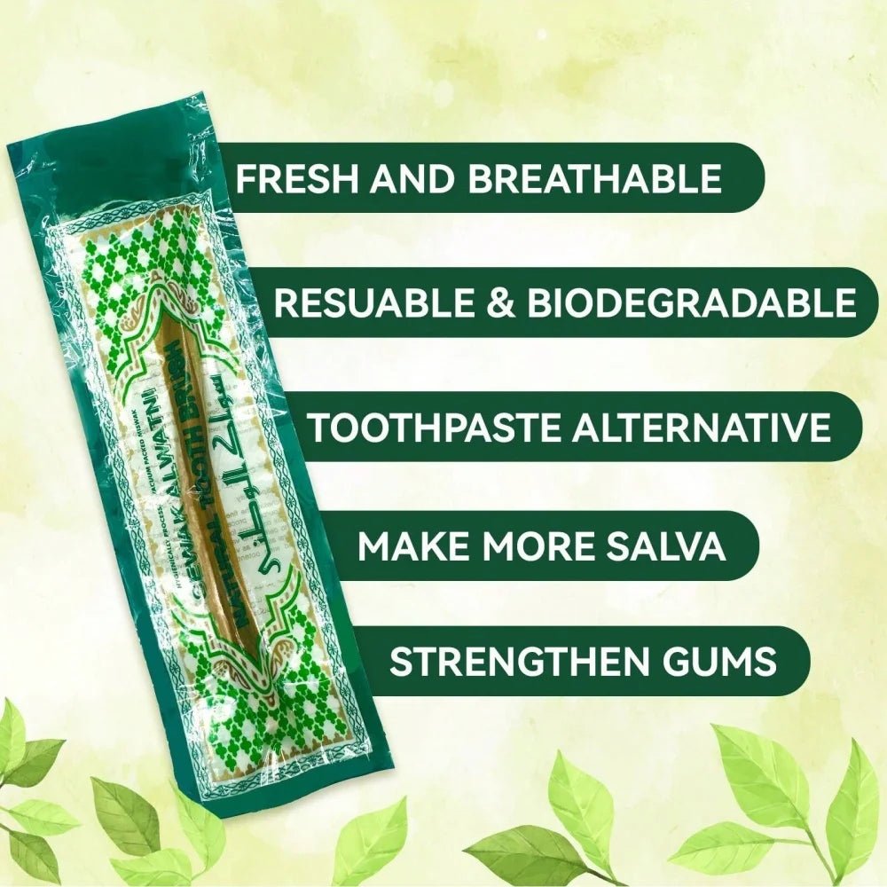 Ultra-Thin Natural Branch Miswak Toothbrush Stick Organic Wooden Slim Minimalist Gentle Bristles Gentle Bristles Zero-Waste Gift - Zelixo.shop