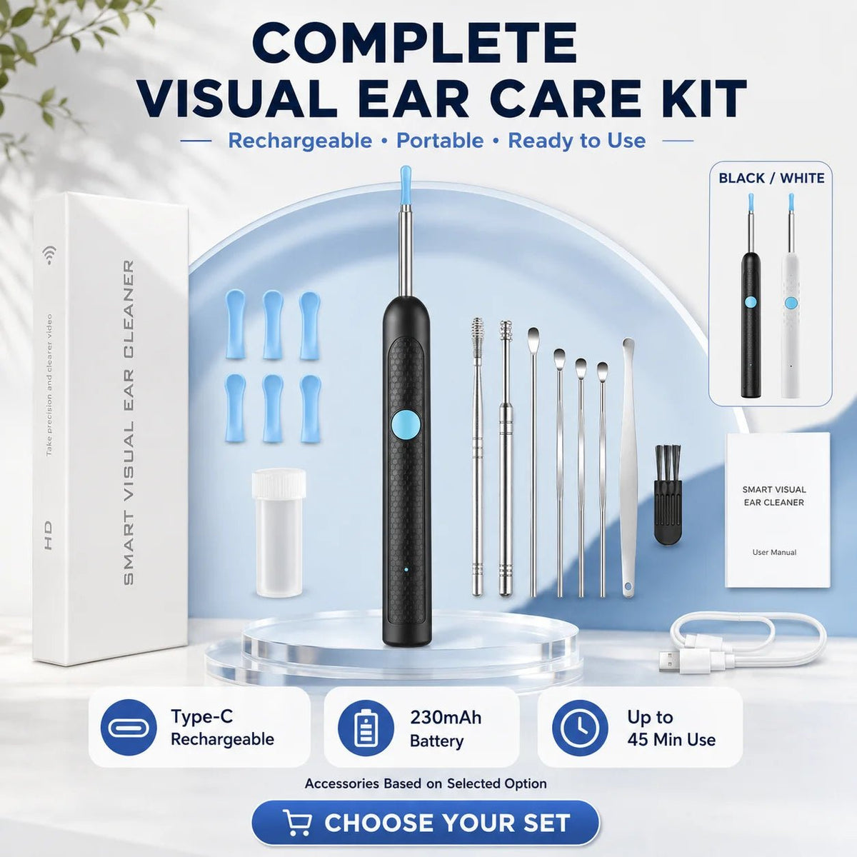 Zelixoshop Smart Visual Ear Cleaner | 1080P HD Wireless Otoscope & Wax Removal Tool - Zelixo.shop